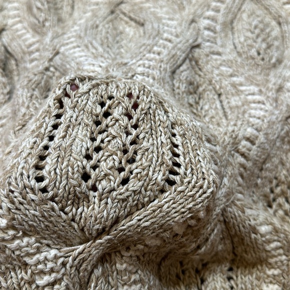 Gant Hand Knit Brown and Cream Open Cable Pattern - Picture 4 of 9